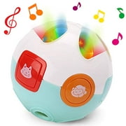Baby Musical Crawling Learning Ball with Flashlight for Infants, Interactive Crawl Rolling Ball Toy with Melody Sounds, Joyful Baby Rattle Toys for Toddlers, Newborns, Kids Battery Included