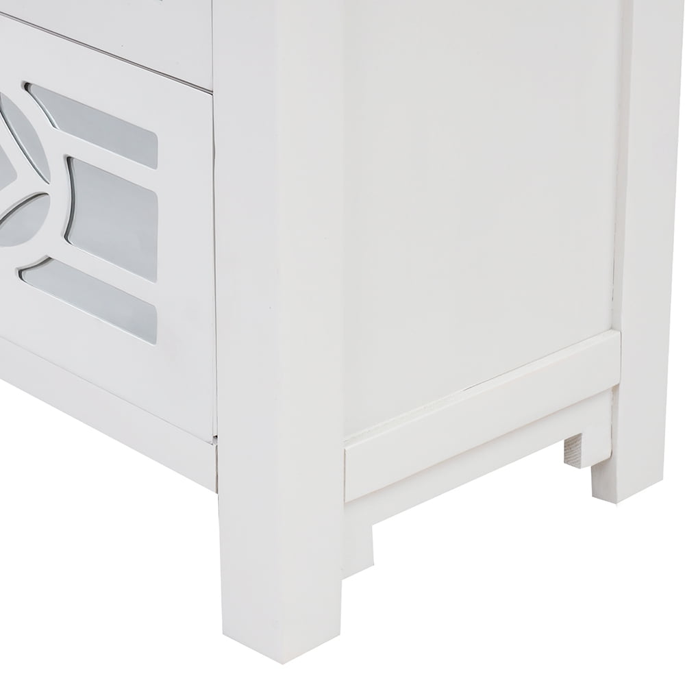 Kepooman Storage Cabinet with 3 Drawer, Sofa End Table with Decorative Mirror for Living Room, Antique Navy Kepooman Storage Cabinet with 3 Drawer, Sofa End Table with Decorative Mirror for Living Room, Antique Navy
