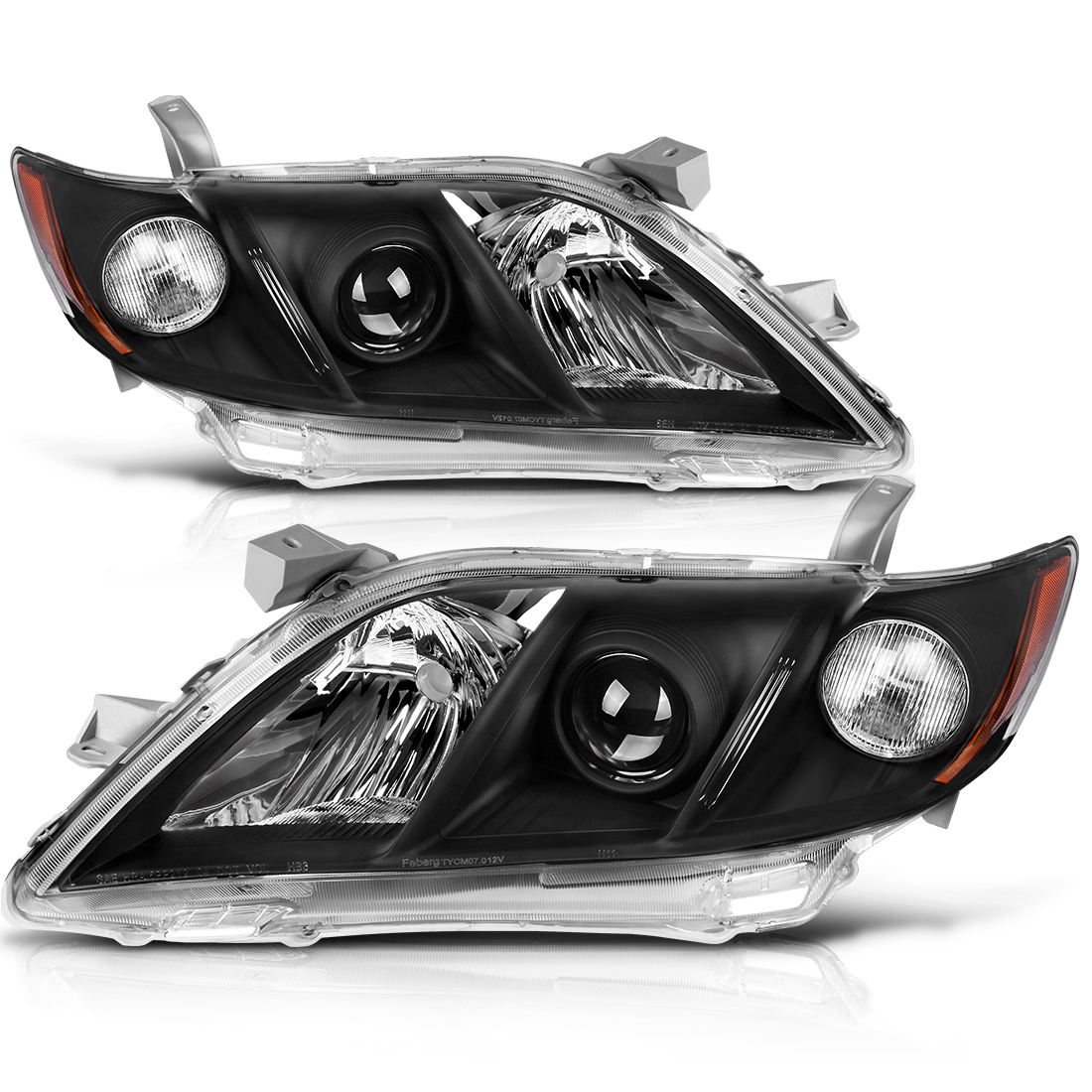 RVNI Black Projector Headlights for 2007-2009 Toyota Camry Headlamp Assembly 07-09