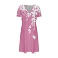 thumbnail image 4 of PuLe Summer Dress Sun Dresses for Women 2024 Vacation Sexy V Neck Short Sleeve T Shirt Dress Color Trendy Beach Sundress, 4 of 5