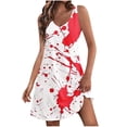 thumbnail image 1 of Vestido de Verano para las Mujeres Impresión de la Moda Bolsillo sin Mangas Cuello en V, Vestido Casual para la Playa Y Diario, 1 of 5