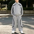 thumbnail image 5 of Fengqque Boy's Active Tracksuits Sets Full Zip Long Sleeve Sports Jogging Suits Athletic Running 2 Piece Sweatsuits Gray 14-15 Years, 5 of 6