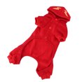 thumbnail image 2 of Ropa de poliéster para perros y gatos, chaleco suave para disfraz de Halloween con estampado de calavera luminosa, color rojo, 2 of 8