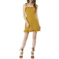 thumbnail image 2 of Unique Bargains Women's Spaghetti Strap Printed Sleeveless Ruffle Mini Dress XL Yellow-Dots, 2 of 7