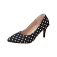 thumbnail image 2 of Miluxas Women Polka Dot Stiletto Low Mid Heel Pumps Solid Closed Round Toe Heeled Ladies office Classic Dress Shoes Black 9(43), 2 of 7
