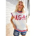 thumbnail image 6 of Women's USA Letter Print Sweater – Short Sleeve Round Neck Casual Knit Top, XL, 6 of 7