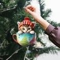 thumbnail image 4 of OAVQHLG3B Christmas Ornaments Teacup Cat Decorations Kitten Cute Snowflake Hanging Christmas Ornaments Vintage Party Holiday Santa New Year for Mini Christmas Tree Supplies Merry Christmas, 4 of 8
