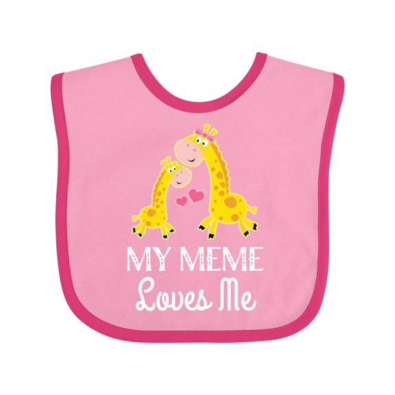 Inktastic My Meme Grandma Loves Me Giraffe Boys or Girls Baby Bib