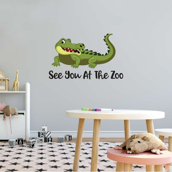 Alligator See You At The Zoo Swamp Marsh Africa Zebra Lion Safari Jungle Endangered Species Hippo Alligator Giraffe Tiger Wilderness Holiday Gift Ideas Bedroom Wall Decal Sticker - Size: 10 In X 6 In