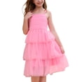 thumbnail image 2 of IBTOM CASTLE Girl Sleeveless Ruffle Formal Wedding Tiered Tulle Dress Teen Pageant Birthday Homecoming Prom Outfits Junior Graduation Dress 9-10 Years Pink, 2 of 7