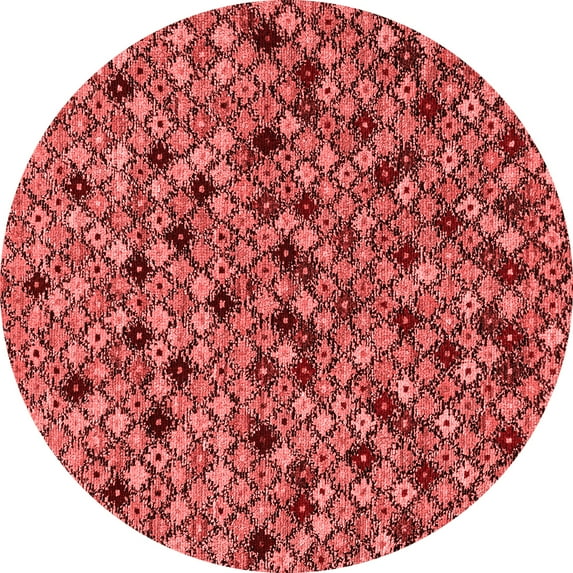 Ahgly Company Indoor Round Abstract Red Modern Area Rugs, 7' Round