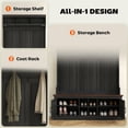 thumbnail image 6 of Resenkos 3-In-1 Hall Tree - Shoe Storage, Coat Rack & Bench, Entryway Furniture with Hooks, Black Wood Grain, 6 of 8
