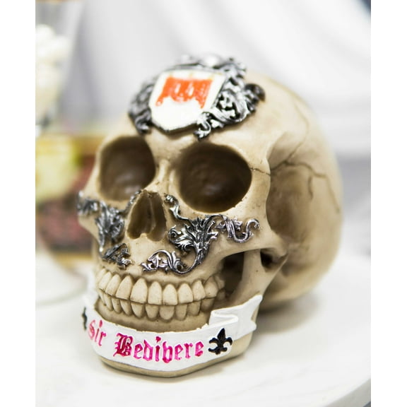 King Arthur And Roundtable Knights Sir Bedivere Excalibur Sword Skull Statue