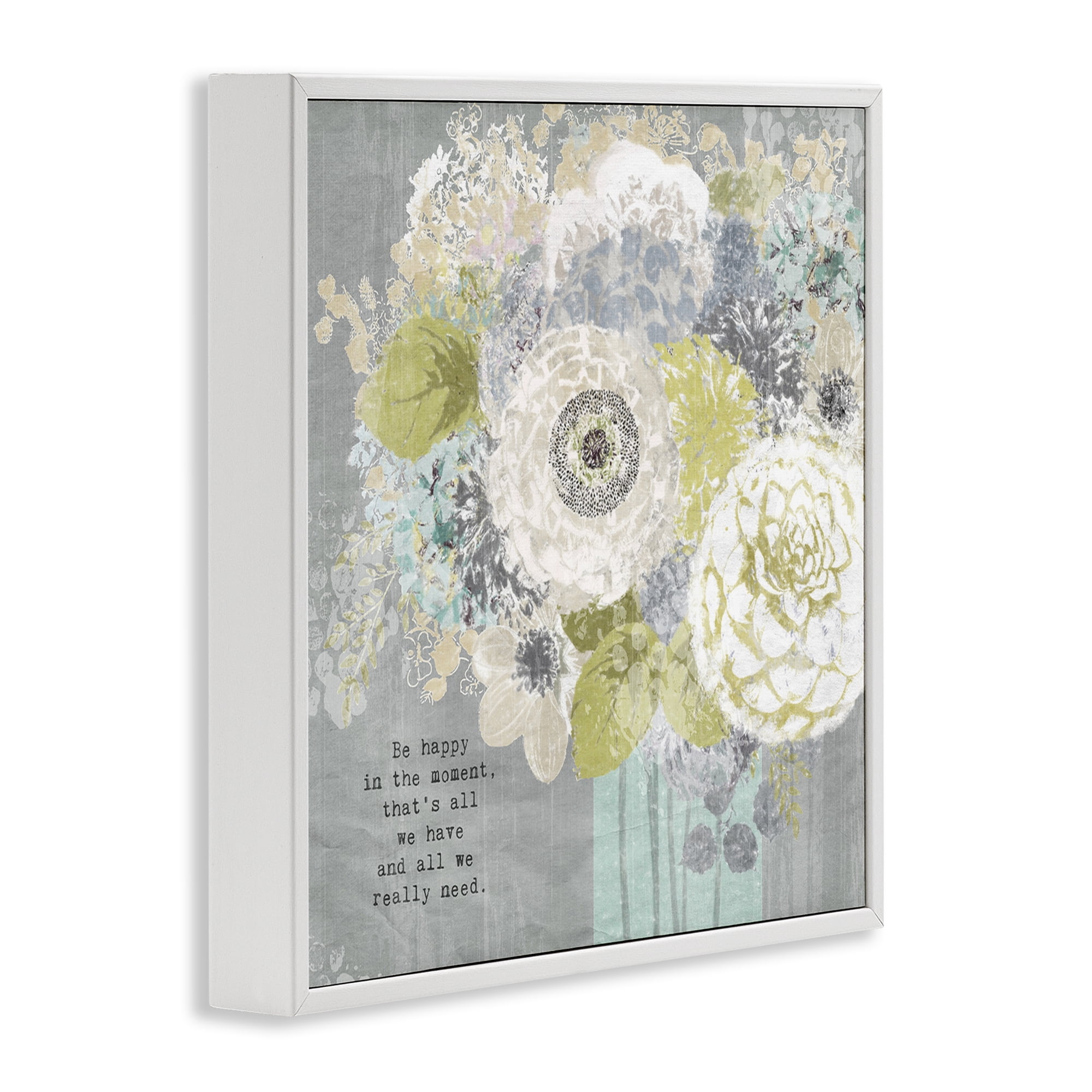 Stupell Industries Happy In The Moment White Framed Giclee Art, design by Suzanne Nicoll