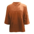 thumbnail image 4 of HXWCHs Womens Plain Tee Solid Color Loose Lapel Cropped Sleeve Blouse Soft Casual Shirt top for Everyday Wear XL Orange, 4 of 5