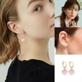 thumbnail image 3 of Mnyotv Earrings for Women Gold Earrings for Women Cute Love Shape Earrings for Women Light Creative Earrings Simple Earrings Lightweight Hoop Earrings Pink, 3 of 5