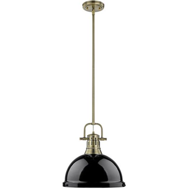 Golden Lighting 3604-L AB-BK Pendentif une Lumière avec Tige