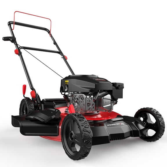 PowerSmart 21-Inch 144cc Gas Push Lawn Mower, 2-in-1 Side Discharge & Mulching, Walk-Behind, Easy-Start Engine
