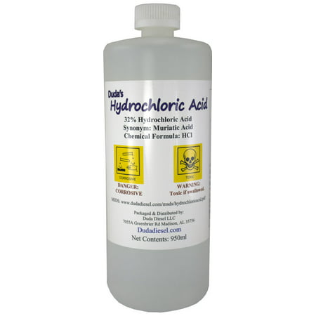 1 Quart / 950ml Bottle of Concentrated Hydrochloric / Muriatic Acid Concrete (Best Way To Add Muriatic Acid To Pool)