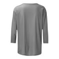 thumbnail image 5 of ShomPort Shirts for Women Comfy Collarless 3/4 Sleeve Solid Color Scoop Neck Tops Vintage Office Wear Tee Shirts, 5 of 8