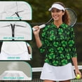 thumbnail image 6 of Uorisanigo Lucky Clover Womens 3/4 Sleeve Golf Shirts Size S Soft Fashionable Quick Dry Athletic Polo Shirts Versatile Zipper Neck Tennis Tops Casual Outing Wear for Workout Sports, 6 of 7
