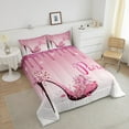 thumbnail image 4 of Erosebridal Pink Paris Bedding Set Paris Bedroom Comforter Set Full Size Cherry Blossom High Heels Decor Quilt Set Women Romantic Aesthetics 1 Comforter And 2 Pillow Cases, 4 of 6