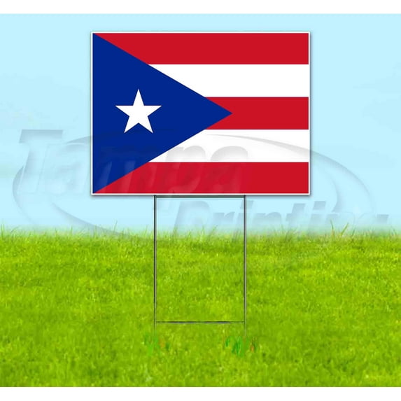 Puerto Rico Flag (18" x 24") Yard Sign, Includes Metal Step Stake