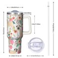 thumbnail image 2 of OBREWU Pugs and Flowers Tumbler with Handle and Lid,Pugs and Flowers 40oz Double Wall Vacuum Insulated Tumbler,Cups Gift for Women and Men, 2 of 7