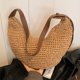 thumbnail image 3 of Bolso tejido de paja de media luna para mujer bolso tejido a la moda bolso cruzado hecho a mano de gran capacidad correa ajustable para compras de viaje, 3 of 9