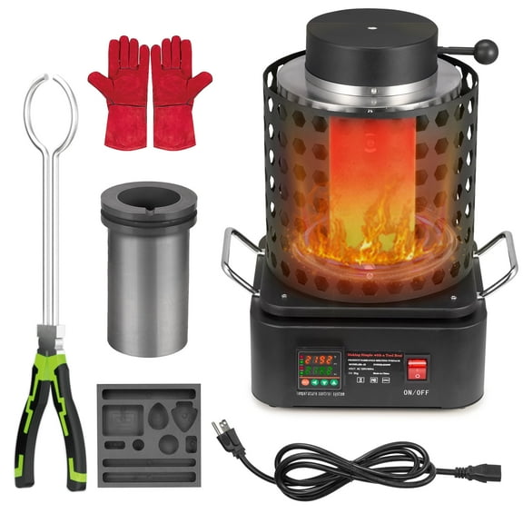 Naipo 5KG Smelting Furnace Kit ,1200°C/2192°F , 2500W Automatic Electronic Metal Furnace with Graphite Crucible and Ingot Mold for Melting Gold, Silver Copper & Aluminum,  Metal Foundries Smelter