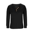 thumbnail image 6 of Womens Waffle Spring Clothes, Long Sleeve Pullover for Women Fall Fashion Loose Fit Solid Color V Neck Sweatshirts with Buttons Plus Size, 6 of 6