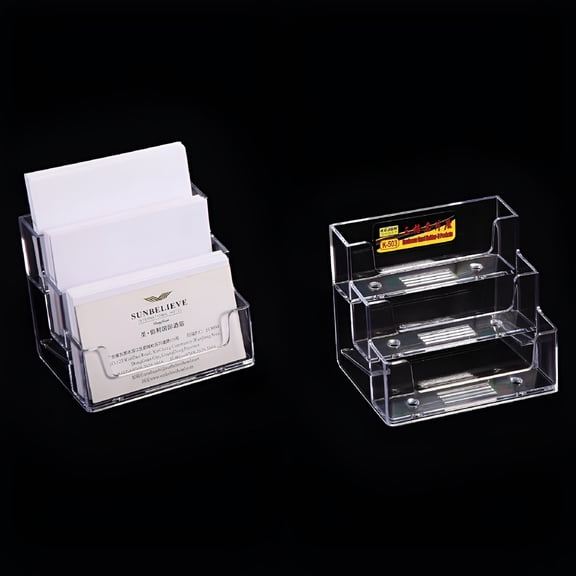 LAMIRO Business Card Holder for Desk,Acrylic Business Card Holder Display,Multiple Business Card Holder for Office,Exhibition,Home,Restaurant 4 Slot 4 Tier