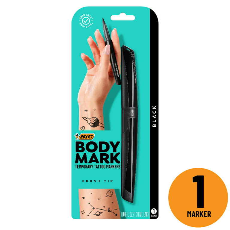 BIC BodyMark Party Pack Temporary Tattoo Marker for Skin, Premium Brush  Tip, 4 Count Pack