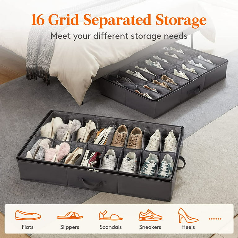Lifewit Under Bed Shoe Storage Organizer Set of 2, Each Fit 16