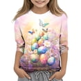 thumbnail image 4 of Uootdi Col Ras du Cou Panier de Pâques Oeufs T-Shirts à Manches 3/4 Imprimé Marguerites de Pâques Tenue Décontractée Quotidienne ( Pas pour Adulte) Cadeau, 4 of 9