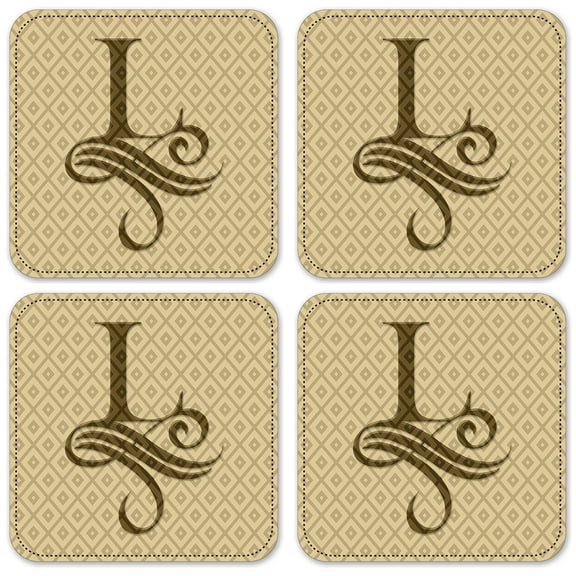 Vinyl Drink Coasters - Set of 4 - Letter "L" Monogram