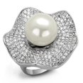thumbnail image 1 of Alamode 3W1080-5 Women Rhodium Brass Ring with Synthetic in White - Size 5, 1 of 1