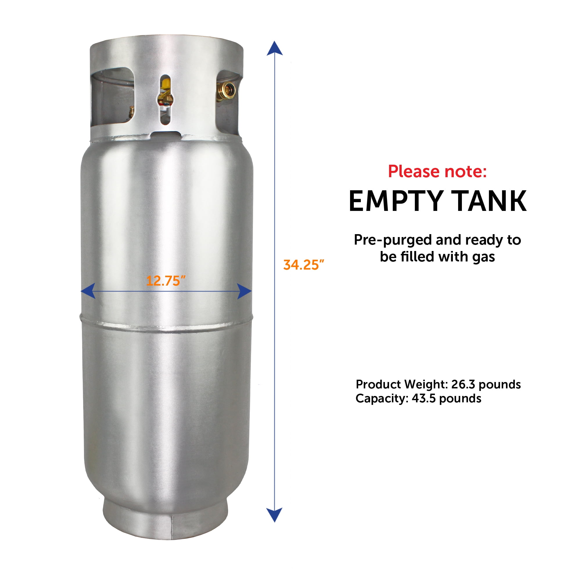 Flame King 43.5LB Aluminum Forklift Propane Tank with Gauge, Corrosion-Resistant, Rust-Free, Lightweight