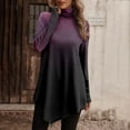 thumbnail image 2 of Lindreshi Long Sleeve Shirts for Women Temperament Solid Color Long Sleeved Round Neck Irregular Long Sleeved T-Shirt, 2 of 5