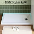 thumbnail image 5 of HOROW 48"L x 32"W Shower Base,Acrylic Slip-Resistant Rectangle White with Stainless Steel Matte Black Drain,Right Drain Location, 5 of 9