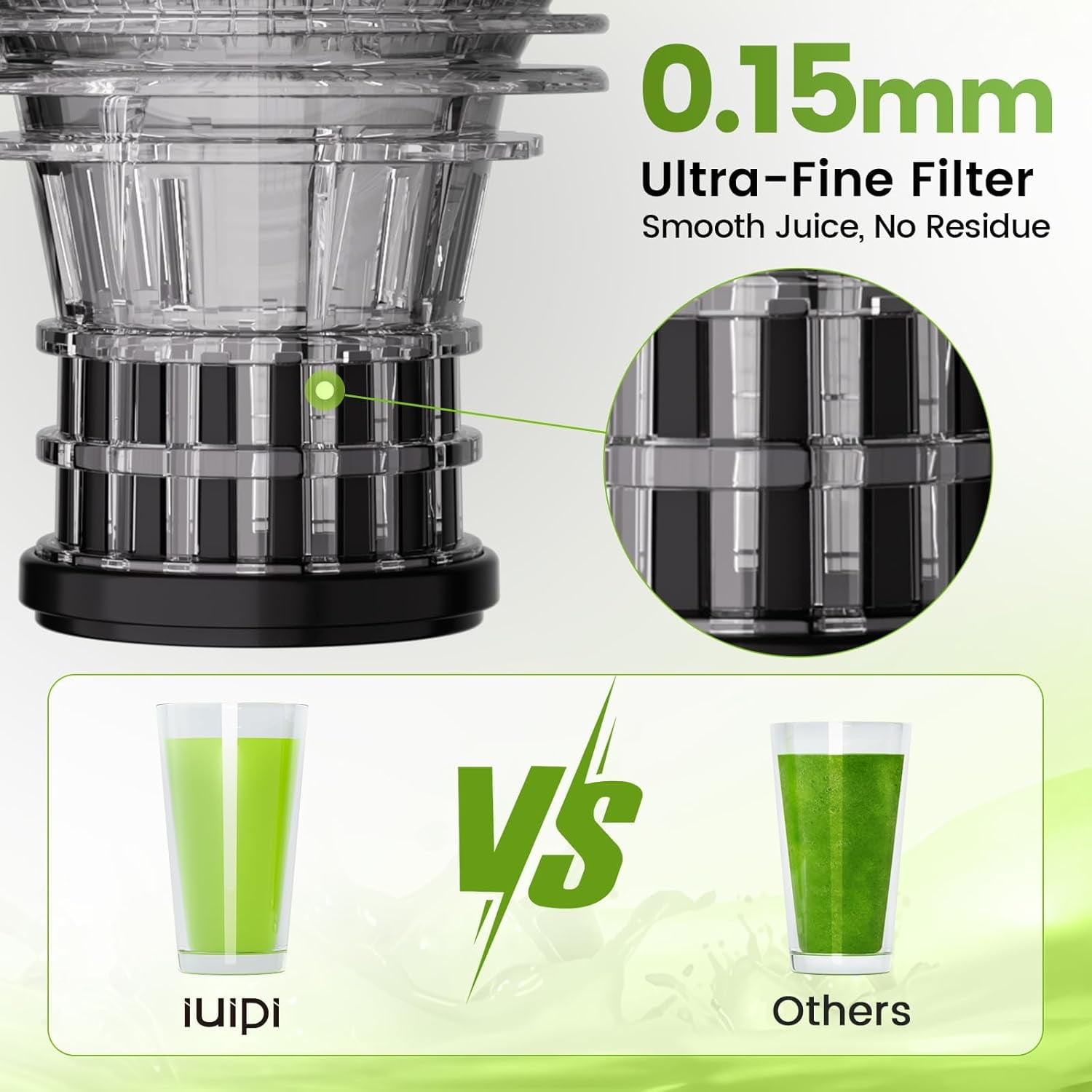 Cold Press Juicer Machines, 5.3" Large Feed Chute Slow Masticating Juicer, 99%  Yield, Ultra Quiet, Easy Clean,  – Ideal -Feeding Juicer for Whole Fruits & Vegetables (Black)
