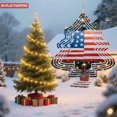 thumbnail image 4 of Metal Hanging Christmas Tree Wind Spinner - Festive White Line Design with American Flag Accents for Yard and Garden Decor, 4 of 7