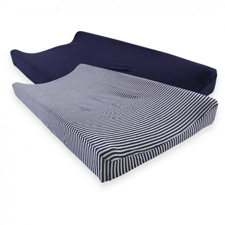 UPC: 0660168670127 | Touched by Nature Baby Boy Organic Cotton Changing Pad Cover Navy Heather Gray One Size