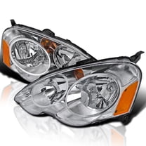 Spec-D Tuning Diamond Jdm Chrome Housing Clear Lens Headlights Compatible with 2002-2004 Acura RSX L R Pair Head Light Lamp Assembly