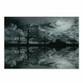 thumbnail image 1 of Landscape Cutting Board, 3D Graphic Fantasy Land at Night Cloudy Sky Moon Trees Water Reflection, Decorative Tempered Glass Cutting and Serving Board, Small Size, Black White Grey, by Ambesonne, 1 of 1