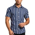 thumbnail image 3 of Guluxicc Men's Striped Shirts Button Down Short Sleeve Shirts for Everyday Wear Summer Casual Outfits, 3 of 5