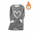 thumbnail image 2 of Aboser Womens Sherpa Lined Sweatshirts Cozy Fleece Loungewear Trendy Heart Printed Pullover Tops Winter Crewneck Long Sleeve Sweatshirt Thermal Casual Undershirts, 2 of 4