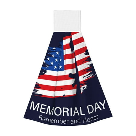 

Horeoi Memorial Day Print Coral Fleece Microfiber Hanging Hand Towel Absorbent Hand Towel Quick Dry Thicken Cleaning Cloths Wipes Rags for Kitchen & Bathroom