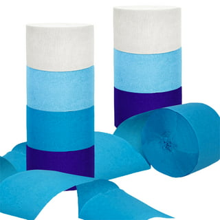 Blue Crepe Paper Streamers 8 Rolls, Party Streamers for Birthday Wedding Baby Bridal Shower Decorations Halloween Christmas Craft Supplies (1.8 inch