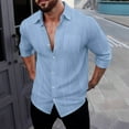 thumbnail image 1 of pstuiky camisas de manga larga para hombre, Camisa tipo cárdigan de manga larga con solapa y botones de color liso para hombre salir tops xl, 1 of 9